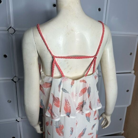 Xhilaration Sheer Boho Feather Maxi Dress Size Medium - Picture 9 of 9